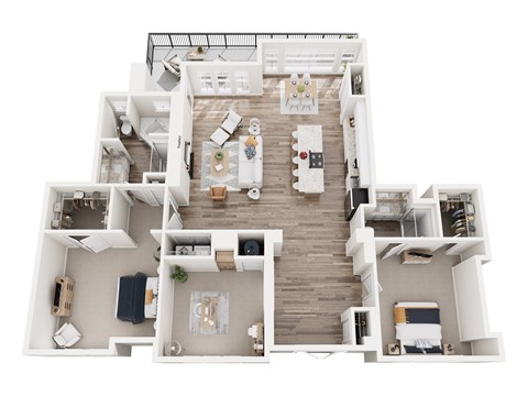 Floor plan for 2 beds, 2 baths, 1651 sqft